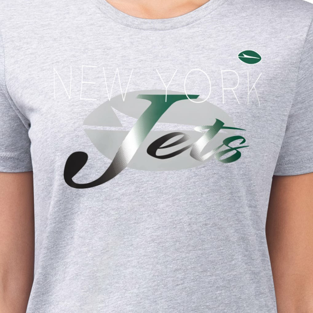 New York Jets G-III 4Her by Carl Banks Women's Super-Slim Fit Lightweight Shadow Logo T-Shirt - Gray T-shirts