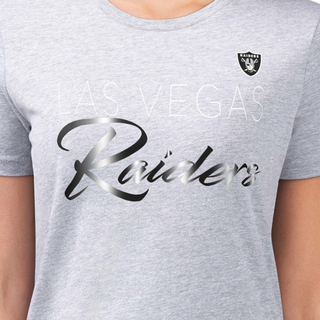 Las Vegas Raiders G-III 4Her by Carl Banks Women's Super-Slim Fit Lightweight Shadow Logo T-Shirt - Gray T-shirts