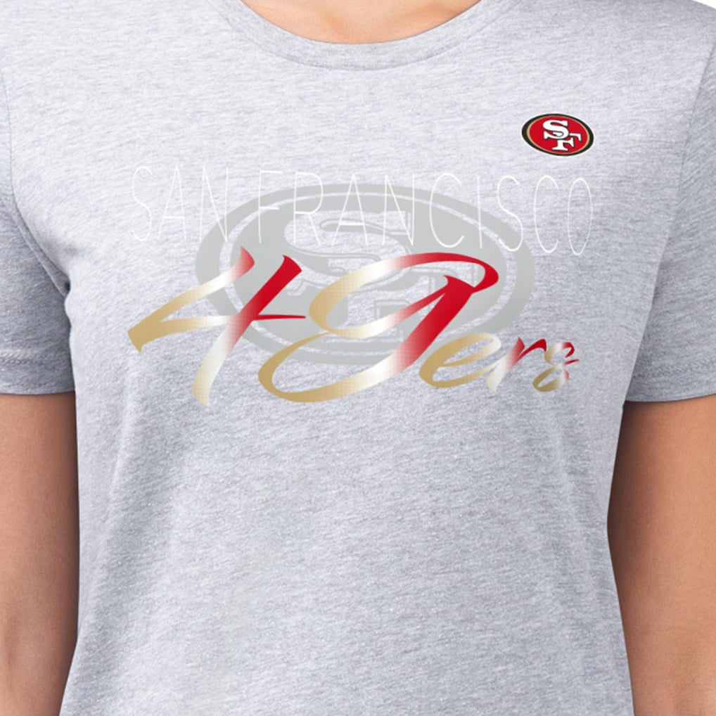 San Francisco 49ers G-III 4Her by Carl Banks Women's Super-Slim Fit Lightweight Shadow Logo T-Shirt - Gray T-shirts