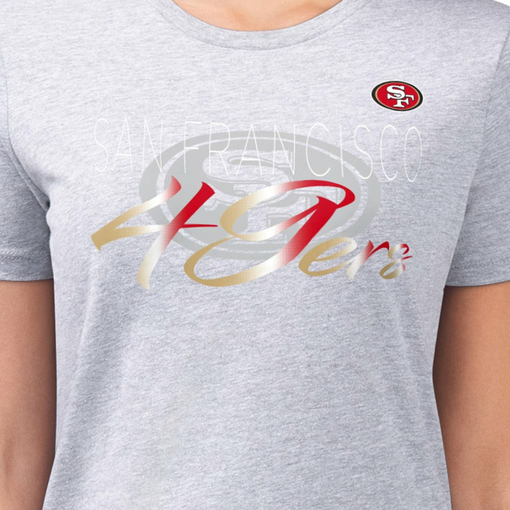 San Francisco 49ers G-III 4Her by Carl Banks Women's Super-Slim Fit Lightweight Shadow Logo T-Shirt - Gray T-shirts