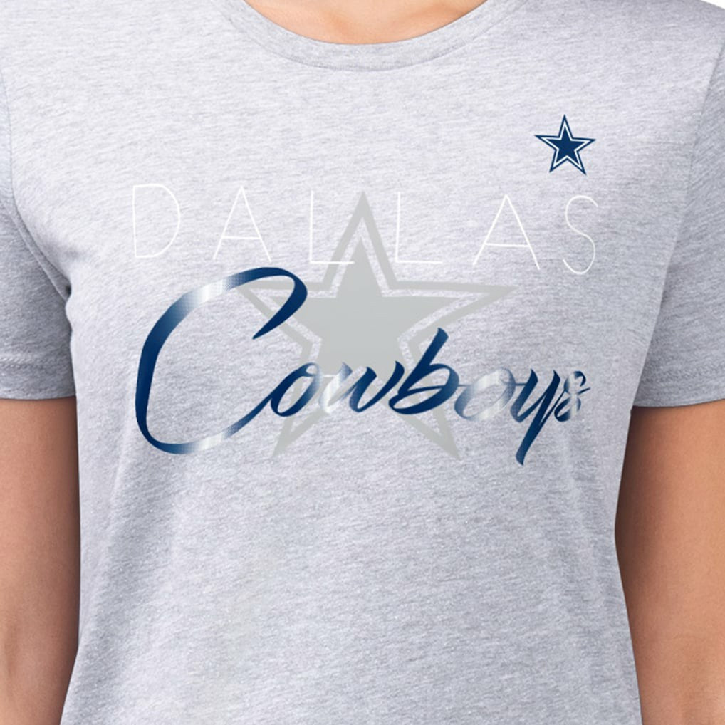 Dallas Cowboys G-III 4Her by Carl Banks Women's Super-Slim Fit Lightweight Shadow Logo T-Shirt - Gray T-shirts