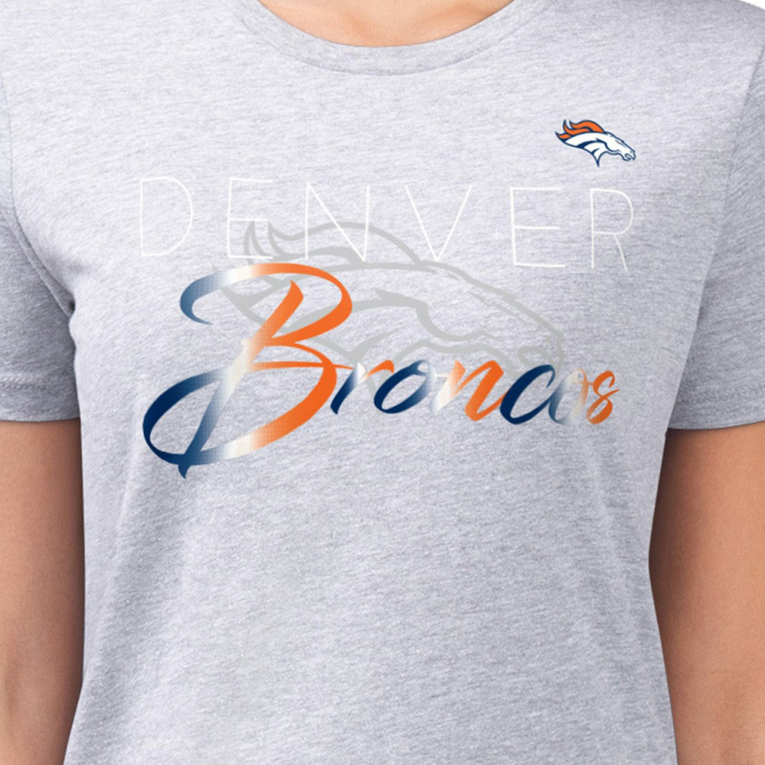 Denver Broncos G-III 4Her by Carl Banks Women's Super-Slim Fit Lightweight Shadow Logo T-Shirt - Gray T-shirts