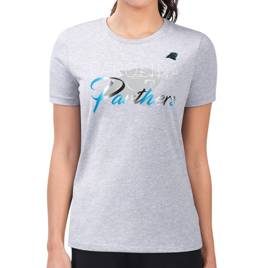Carolina Panthers G-III 4Her by Carl Banks Women's Super-Slim Fit Lightweight Shadow Logo T-Shirt - Gray T-shirts