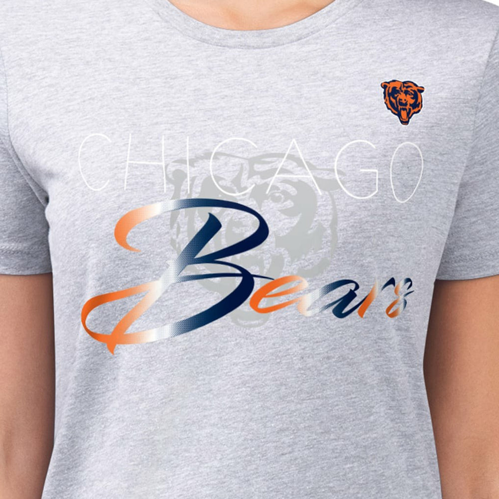 Chicago Bears G-III 4Her by Carl Banks Women's Super-Slim Fit Lightweight Shadow Logo T-Shirt - Gray T-shirts