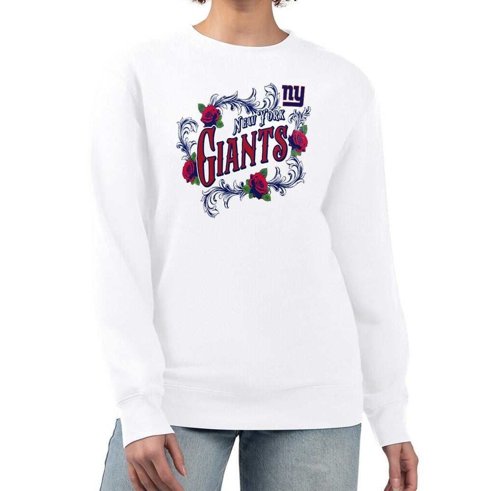 New York Giants G-III 4Her by Carl Banks Women's Roses Fleece Tri-Blend Pullover Sweatshirt - White Pullover