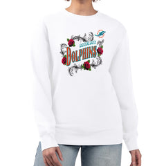 Miami Dolphins G-III 4Her by Carl Banks Women's Roses Fleece Tri-Blend Pullover Sweatshirt - White Pullover