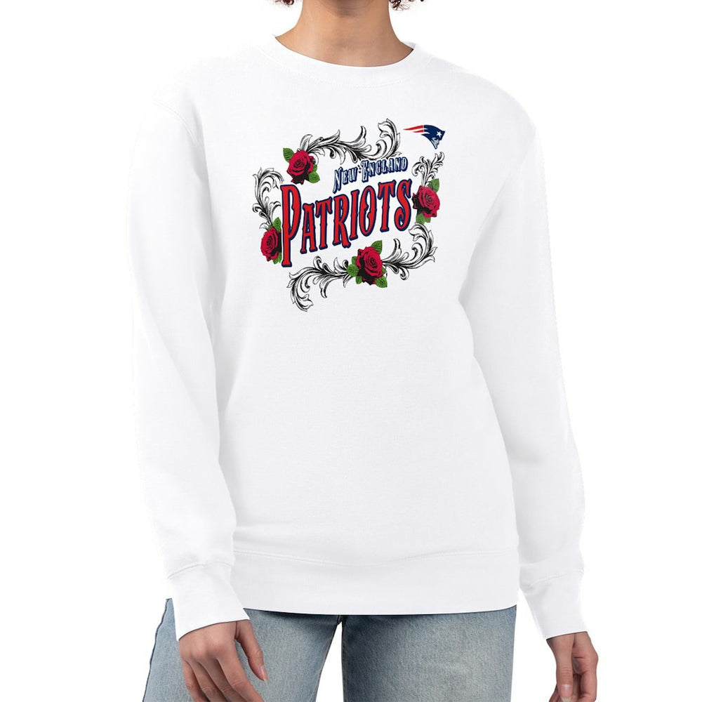 New England Patriots G-III 4Her by Carl Banks Women's Roses Fleece Tri-Blend Pullover Sweatshirt - White Pullover