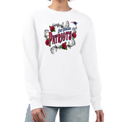 New England Patriots G-III 4Her by Carl Banks Women's Roses Fleece Tri-Blend Pullover Sweatshirt - White Pullover