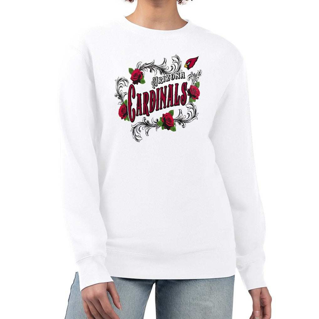 Arizona Cardinals G-III 4Her by Carl Banks Women's Roses Fleece Tri-Blend Pullover Sweatshirt - White Pullover