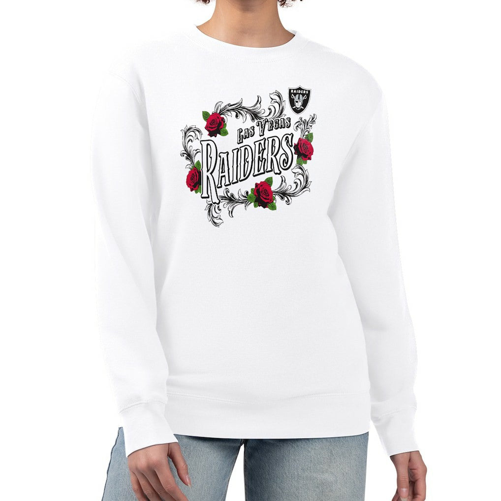 Las Vegas Raiders G-III 4Her by Carl Banks Women's Roses Fleece Tri-Blend Pullover Sweatshirt - White Pullover