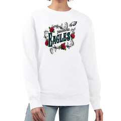 Philadelphia Eagles G-III 4Her by Carl Banks Women's Roses Fleece Tri-Blend Pullover Sweatshirt - White Pullover