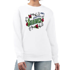 Seattle Seahawks G-III 4Her by Carl Banks Women's Roses Fleece Tri-Blend Pullover Sweatshirt - White Pullover