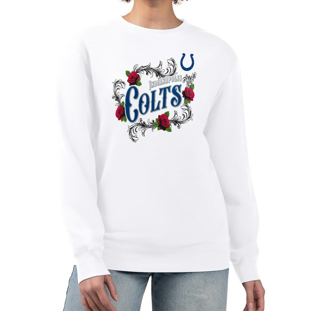 Indianapolis Colts G-III 4Her by Carl Banks Women's Roses Fleece Tri-Blend Pullover Sweatshirt - White Pullover