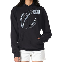 New York Giants G-III 4Her by Carl Banks Women's Metallic Print Football Sketch Fleece Pullover Hoodie - Black Hoodies