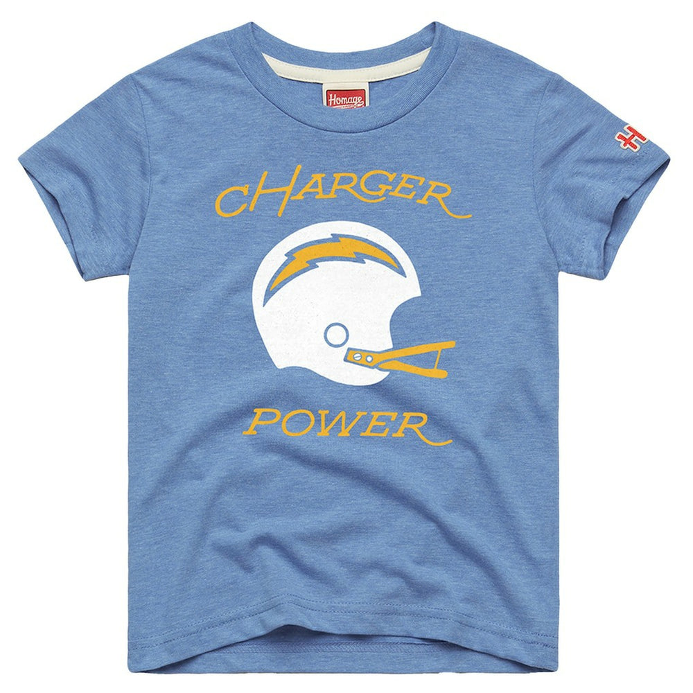 Los Angeles Chargers Homage Youth Charger Power Tri-Blend T-Shirt - Powder Blue T-shirts