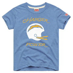 Los Angeles Chargers Homage Youth Charger Power Tri-Blend T-Shirt - Powder Blue T-shirts
