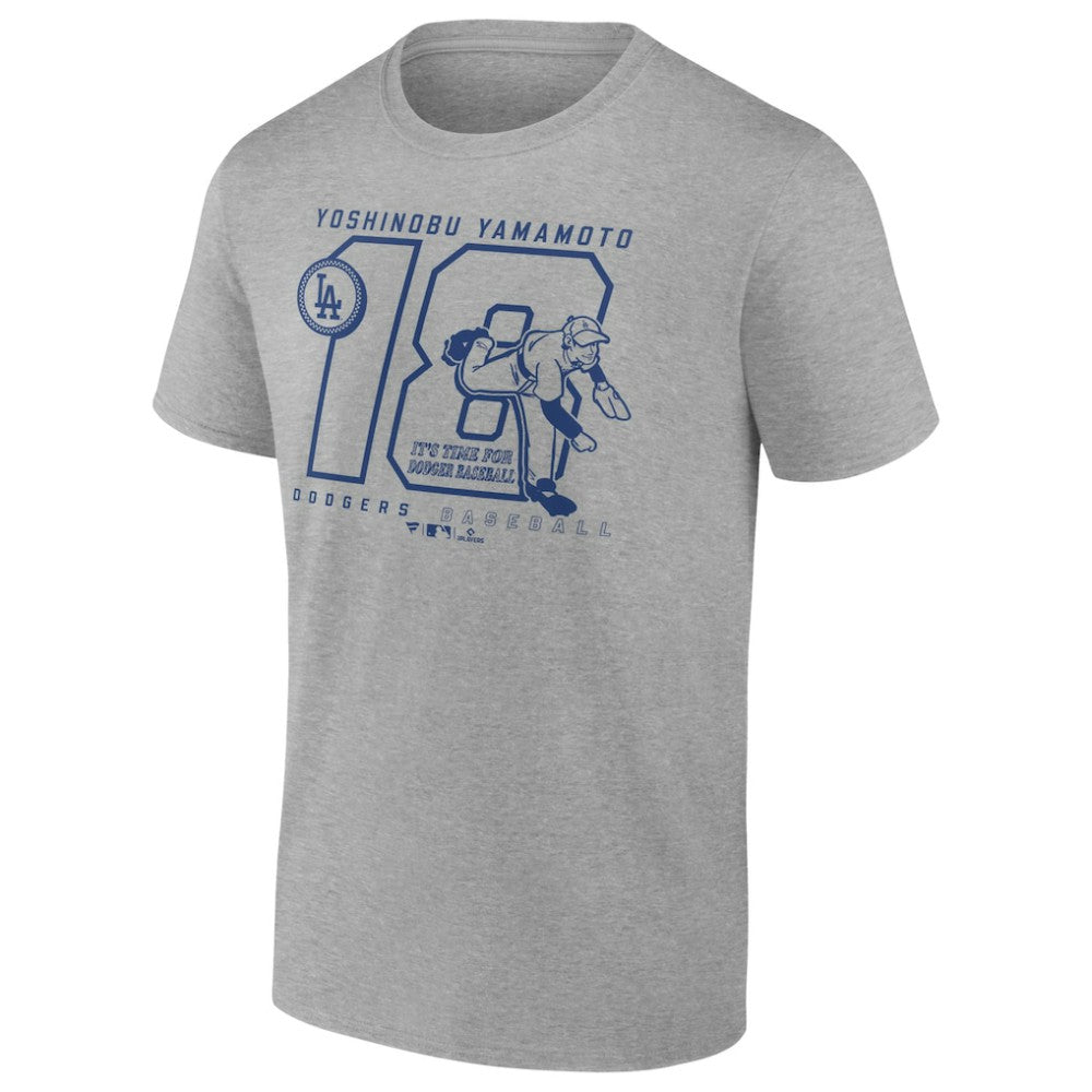 Yoshinobu Yamamoto Los Angeles Dodgers Player Graphic T-Shirt - Heather Gray T-shirts