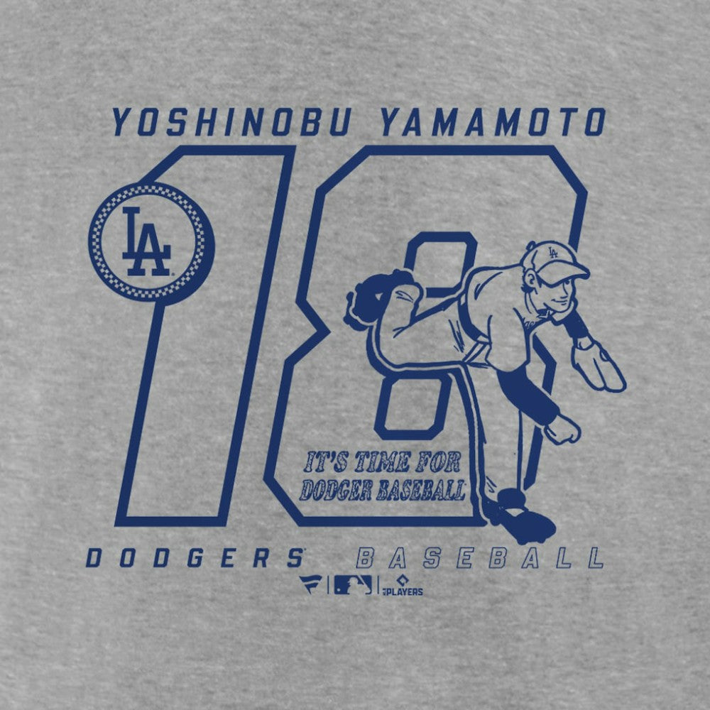 Yoshinobu Yamamoto Los Angeles Dodgers Player Graphic T-Shirt - Heather Gray T-shirts