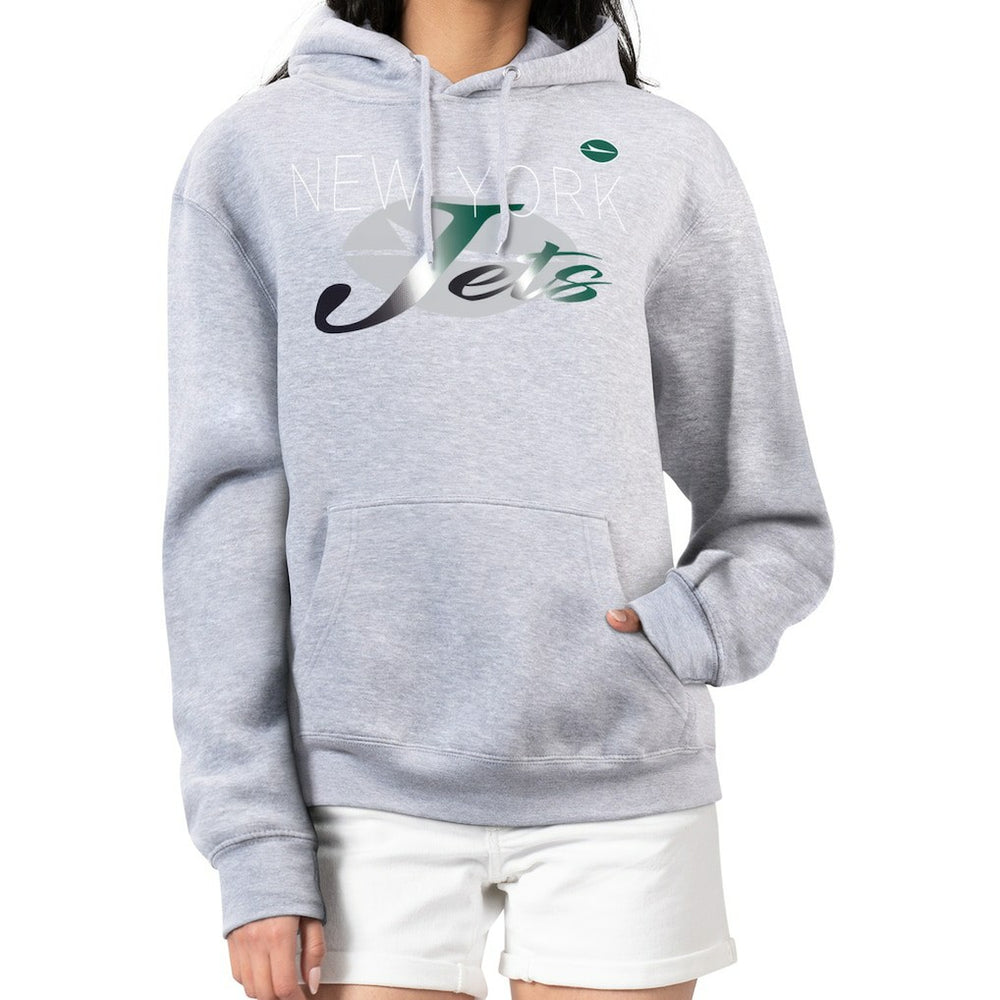 New York Jets G-III 4Her by Carl Banks Women's Shadow Logo Fleece Pullover Hoodie - Gray Hoodies