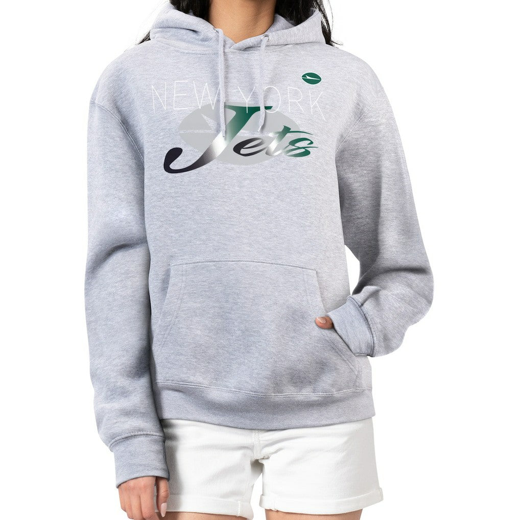 New York Jets G-III 4Her by Carl Banks Women's Shadow Logo Fleece Pullover Hoodie - Gray Hoodies