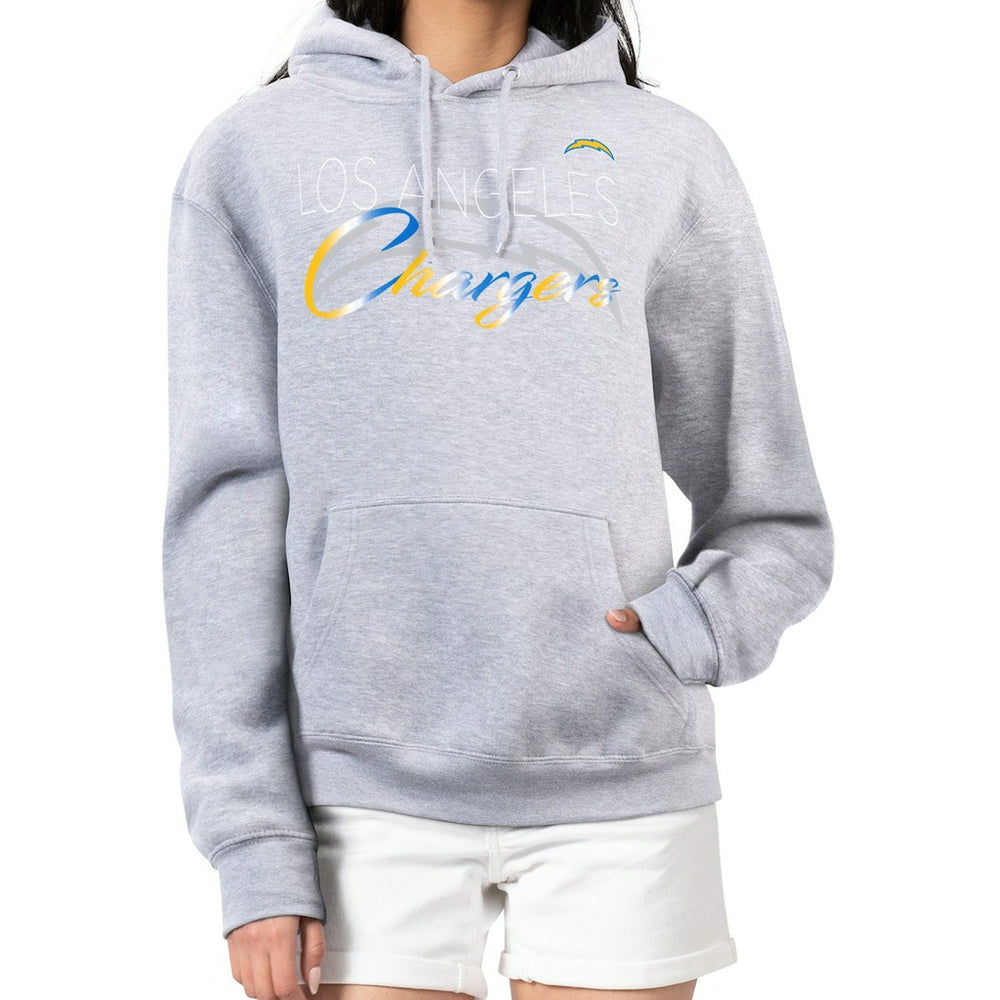Los Angeles Chargers G-III 4Her by Carl Banks Women's Shadow Logo Fleece Pullover Hoodie - Gray Hoodies