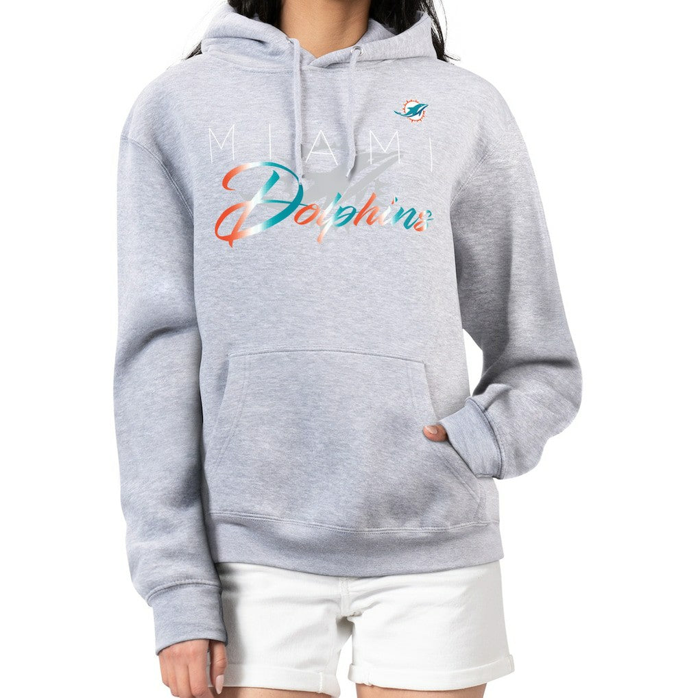 Miami Dolphins G-III 4Her by Carl Banks Women's Shadow Logo Fleece Pullover Hoodie - Gray Hoodies