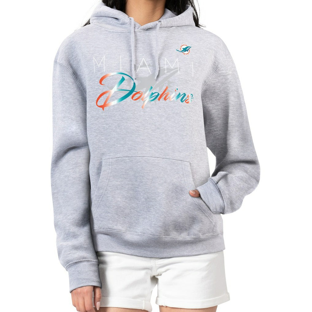 Miami Dolphins G-III 4Her by Carl Banks Women's Shadow Logo Fleece Pullover Hoodie - Gray Hoodies