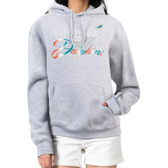 Miami Dolphins G-III 4Her by Carl Banks Women's Shadow Logo Fleece Pullover Hoodie - Gray Hoodies
