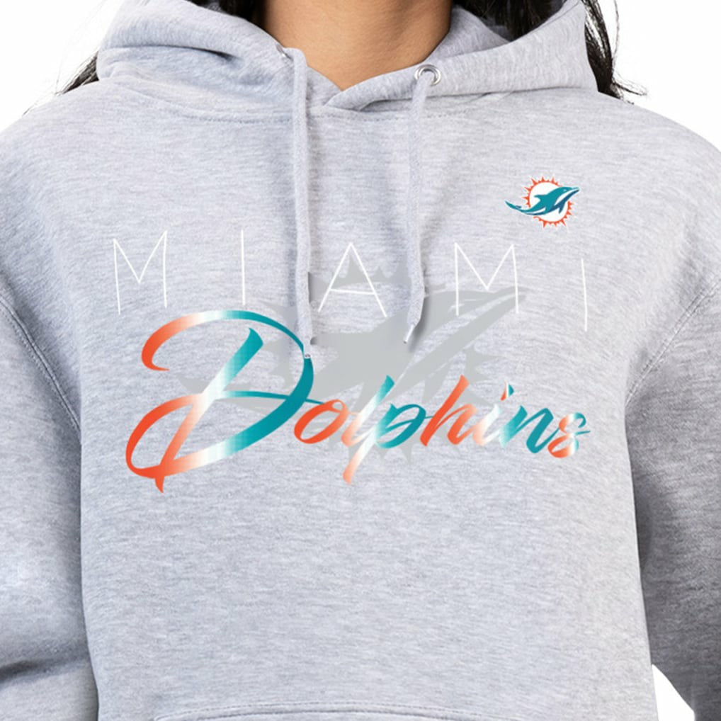 Miami Dolphins G-III 4Her by Carl Banks Women's Shadow Logo Fleece Pullover Hoodie - Gray Hoodies