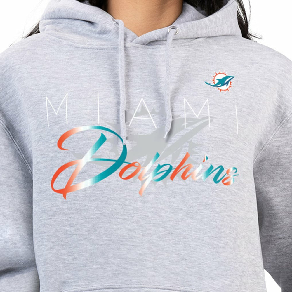 Miami Dolphins G-III 4Her by Carl Banks Women's Shadow Logo Fleece Pullover Hoodie - Gray Hoodies