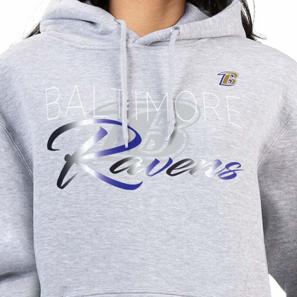 Baltimore Ravens G-III 4Her by Carl Banks Women's Shadow Logo Fleece Pullover Hoodie - Gray Hoodies