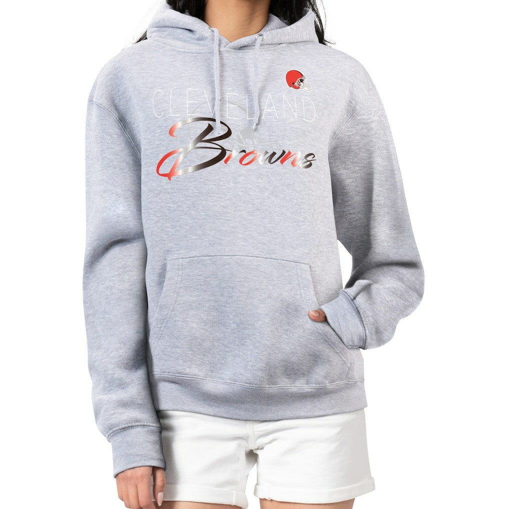 Cleveland Browns G-III 4Her by Carl Banks Women's Shadow Logo Fleece Pullover Hoodie - Gray Hoodies