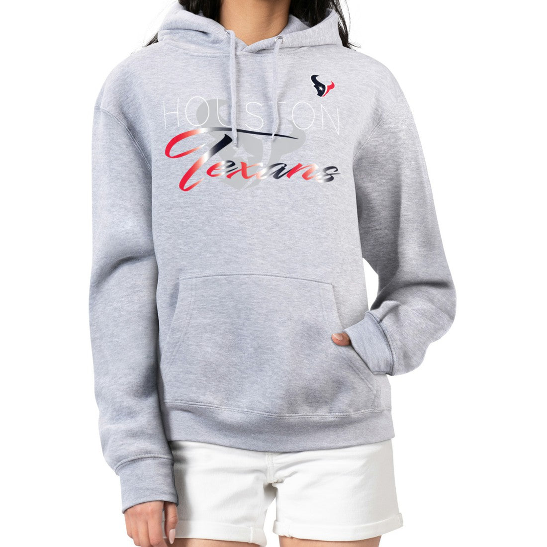 Houston Texans G-III 4Her by Carl Banks Women's Shadow Logo Fleece Pullover Hoodie - Gray Hoodies