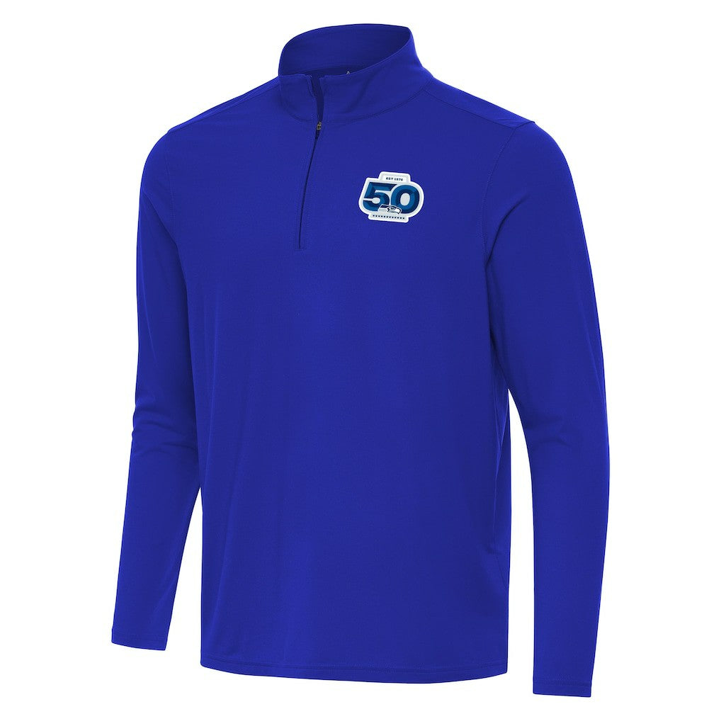 Seattle Seahawks Antigua 50th Season Intent Quarter-Zip Pullover - Royal Pullover