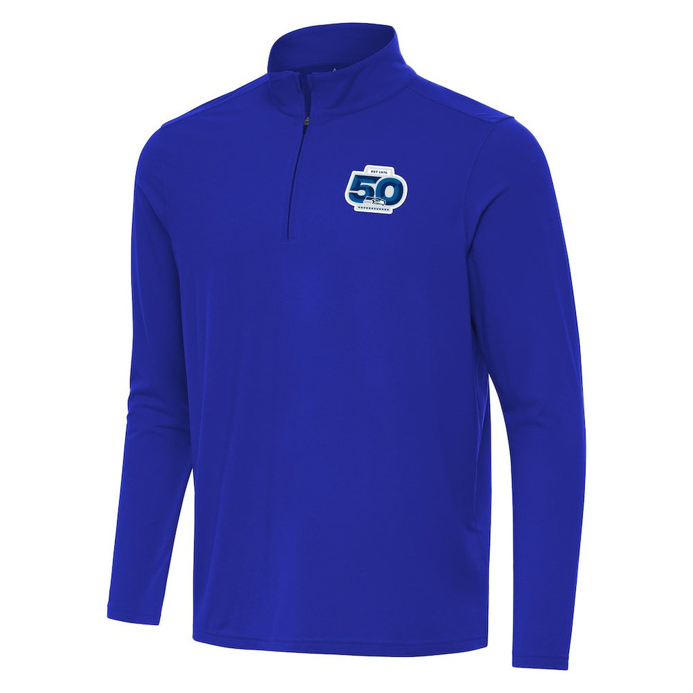 Seattle Seahawks Antigua 50th Season Intent Quarter-Zip Pullover - Royal Pullover