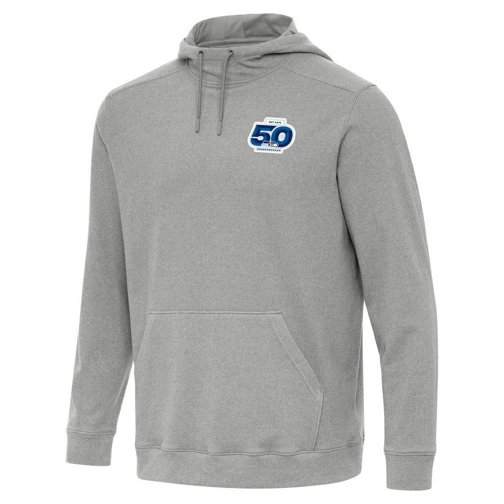 Seattle Seahawks Antigua 50th Season Cloud Pullover Hoodie - Heather Gray Hoodies