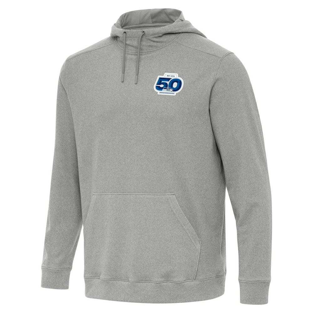 Seattle Seahawks Antigua 50th Season Cloud Pullover Hoodie - Heather Gray Hoodies