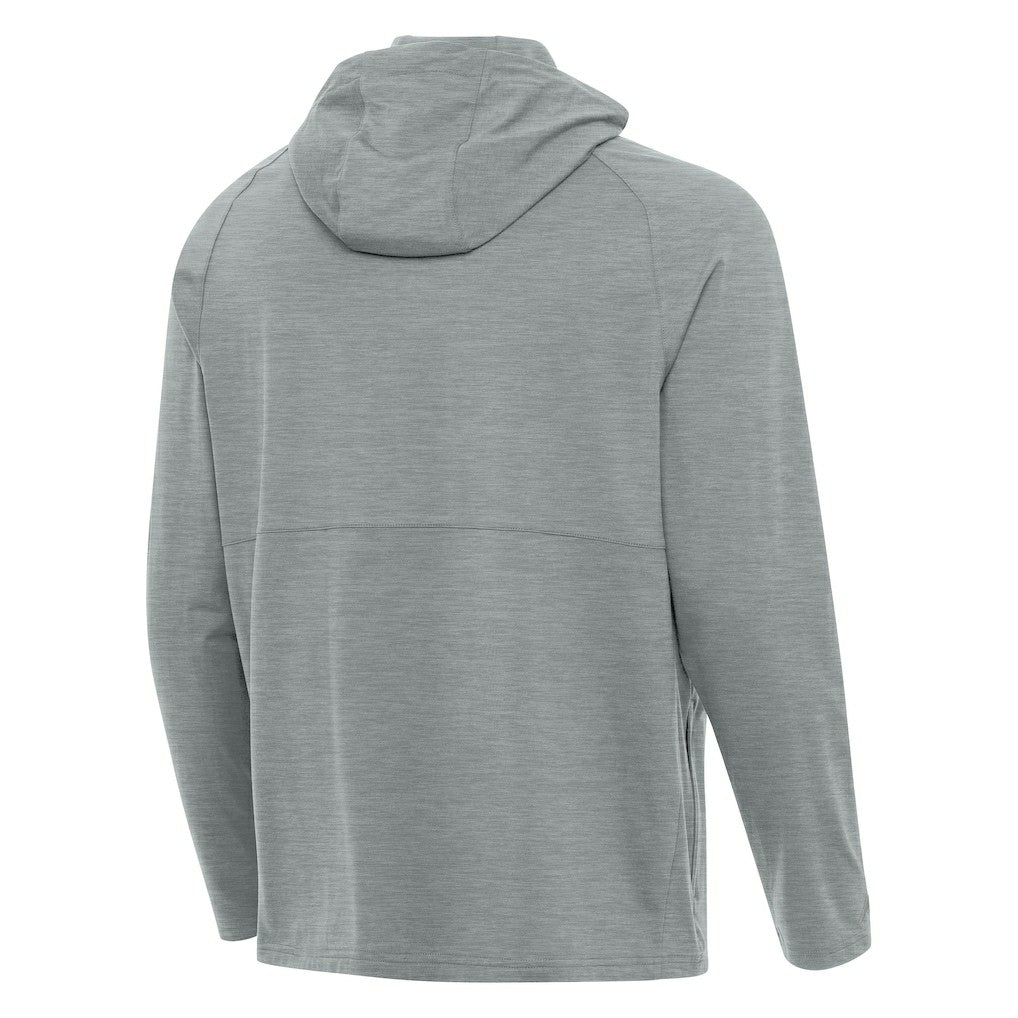 Seattle Seahawks Antigua 50th Season Spikes Raglan Quarter-Zip Hoodie - Heather Gray Hoodies