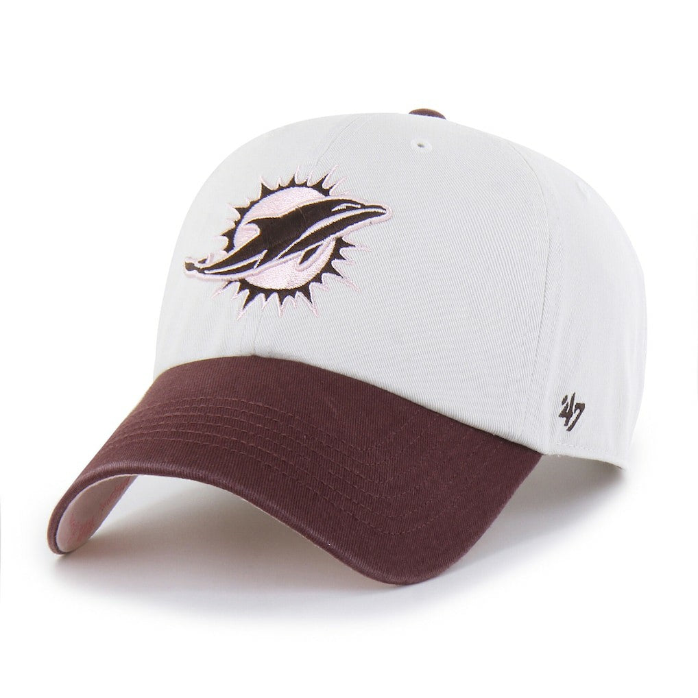 Miami Dolphins '47 Unisex Love Letter Clean Up Adjustable Hat - Stone/Burgundy Hats