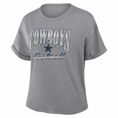 Dallas Cowboys Women's Overplayed Tribute Tri-Blend Boxy T-Shirt - Heather Gray T-shirts