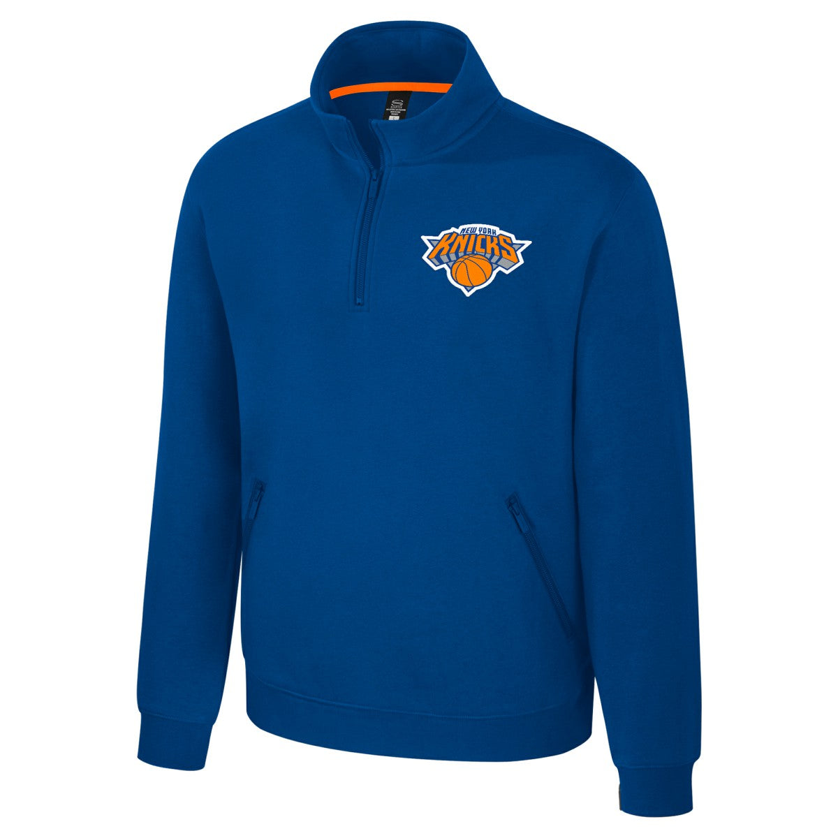 New York Knicks Stadium Essentials Unisex Varsity Trainer Quarter-Zip Pullover Blue