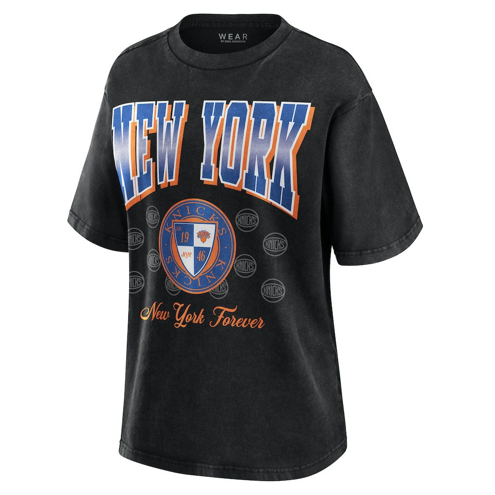 New York Knicks WEAR by Erin Andrews Women's Oversized Boyfriend T-Shirt Black outlet