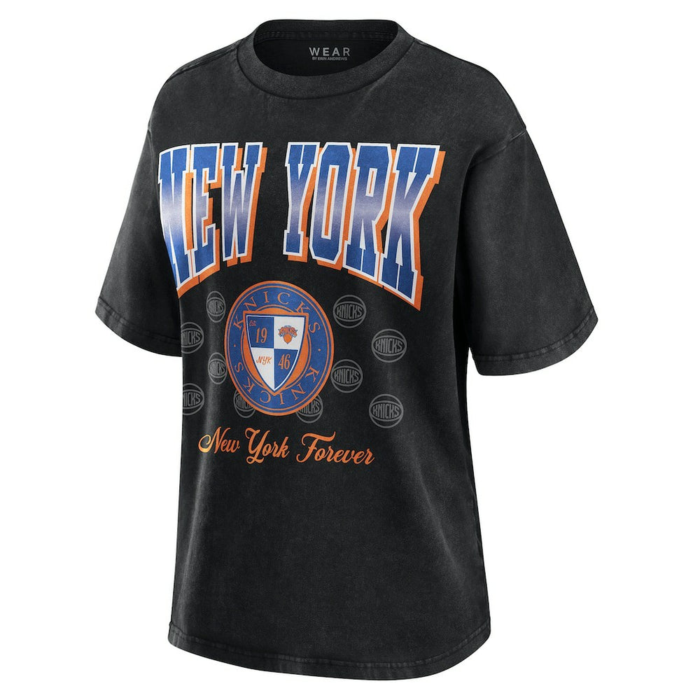 New York Knicks WEAR by Erin Andrews Women's Oversized Boyfriend T-Shirt Black outlet
