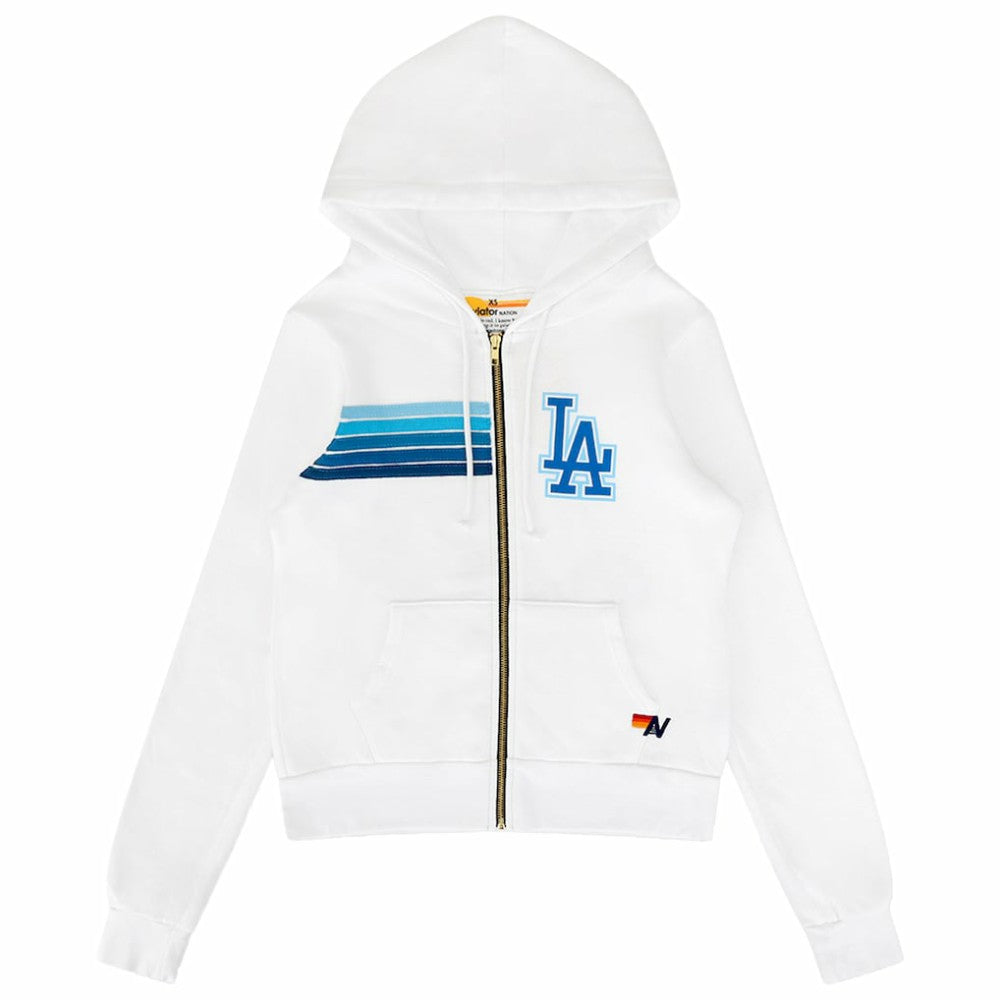 Los Angeles Dodgers Aviator Nation x MLB Unisex Five-Stripe Tri-Blend Full-Zip Hoodie - White Hoodies