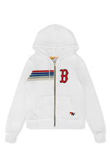 Boston Red Sox Aviator Nation x MLB Unisex Five-Stripe Tri-Blend Full-Zip Hoodie - White Hoodies