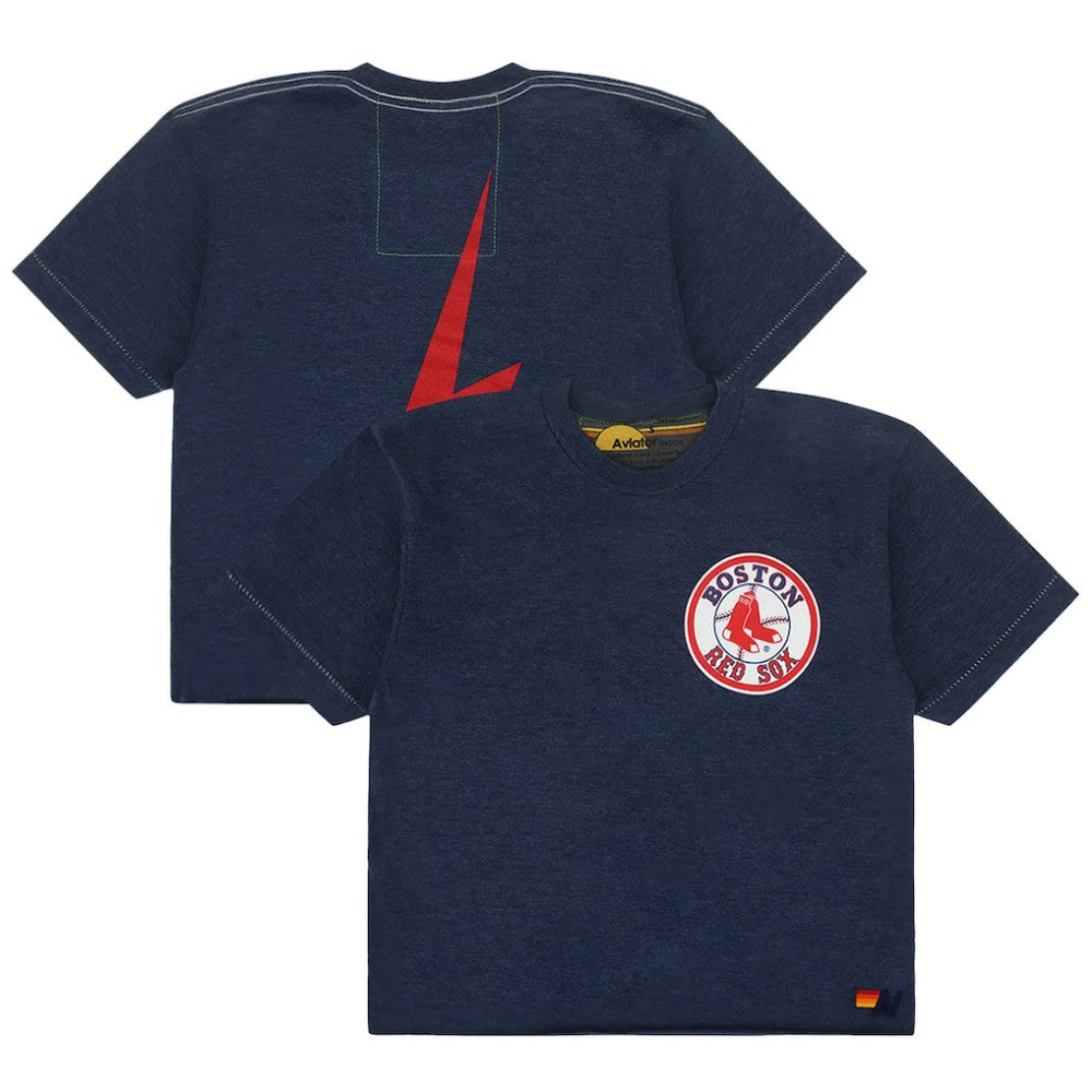 Boston Red Sox Aviator Nation x MLB Women's Cropped Boyfriend Tri-Blend T-Shirt - Navy T-shirts