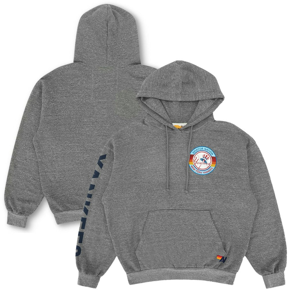 New York Yankees Aviator Nation x MLB Unisex Relaxed Tri-Blend Hoodie - Heather Gray Hoodies