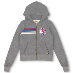 Texas Rangers Aviator Nation x MLB Unisex 5-Stripe Tri-Blend Full-Zip Hoodie - Heather Gray Hoodies