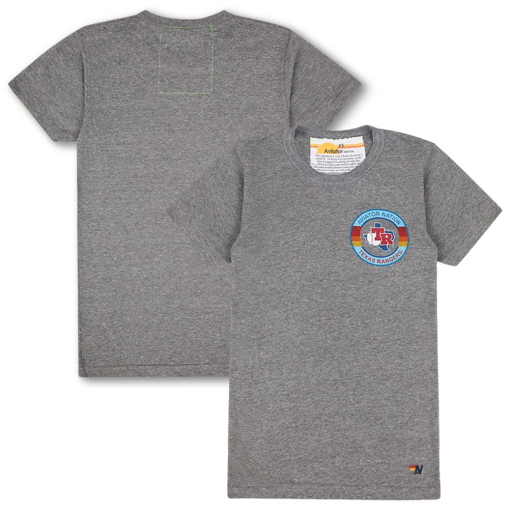 Texas Rangers Aviator Nation x MLB Unisex Tri-Blend T-Shirt - Heather Gray T-shirts