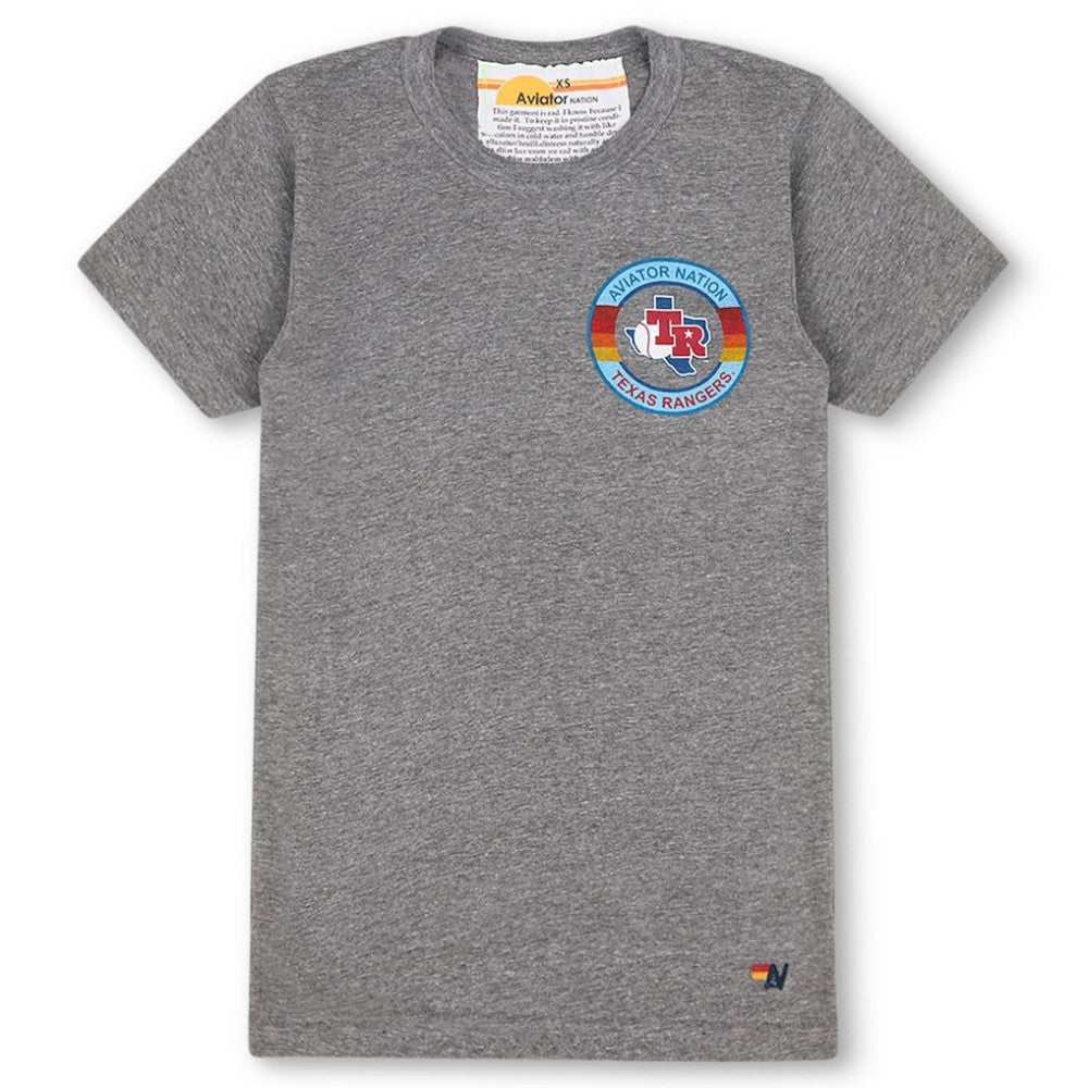 Texas Rangers Aviator Nation x MLB Unisex Tri-Blend T-Shirt - Heather Gray T-shirts
